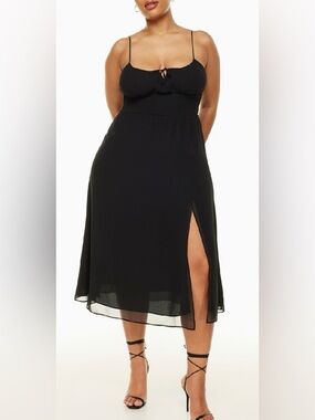 ARITZIA WILFED Genoa midi dress black size large fits oversized